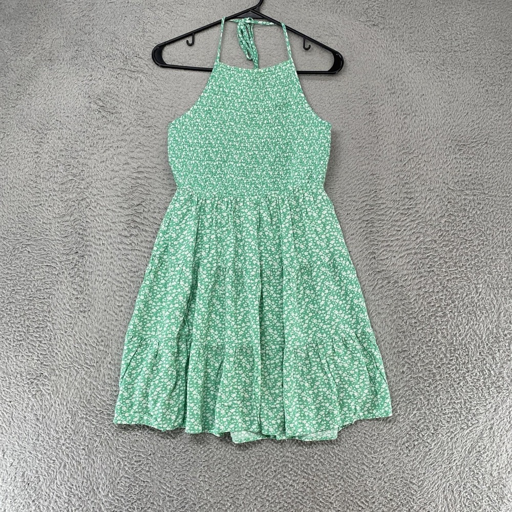 American Eagle Halter Dress Womens Medium Floral‎ Smocked Sundress Y2K Summer
